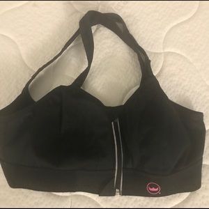Shefit 1 luxe black workout front zip adjust bra